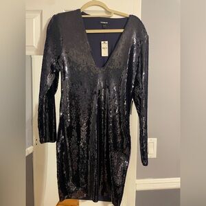 Express Sequin Long Sleeve Dress